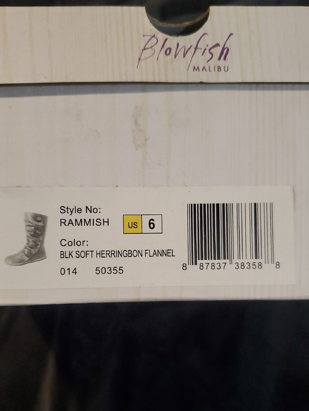 Blowfish Black Rammish Soft Herringbone Flannel Boots Size 6 - Picture 2 of 6